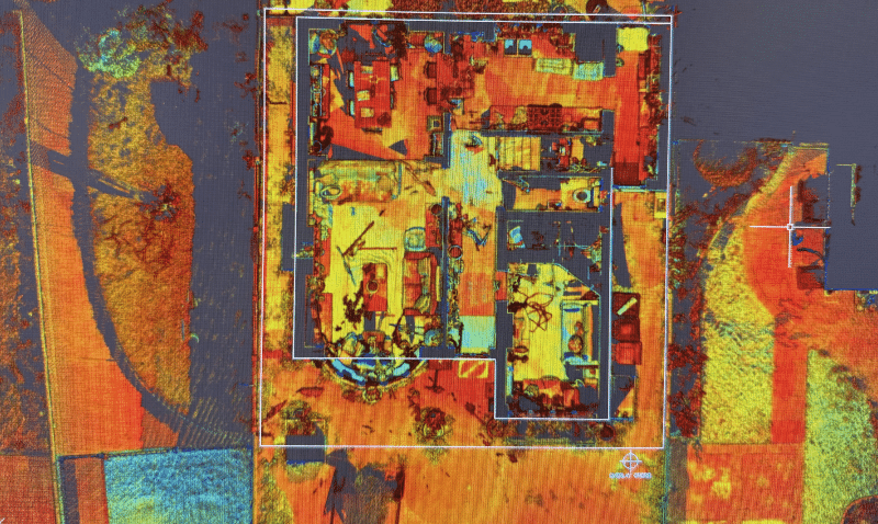 Point cloud data captured during a measured building survey