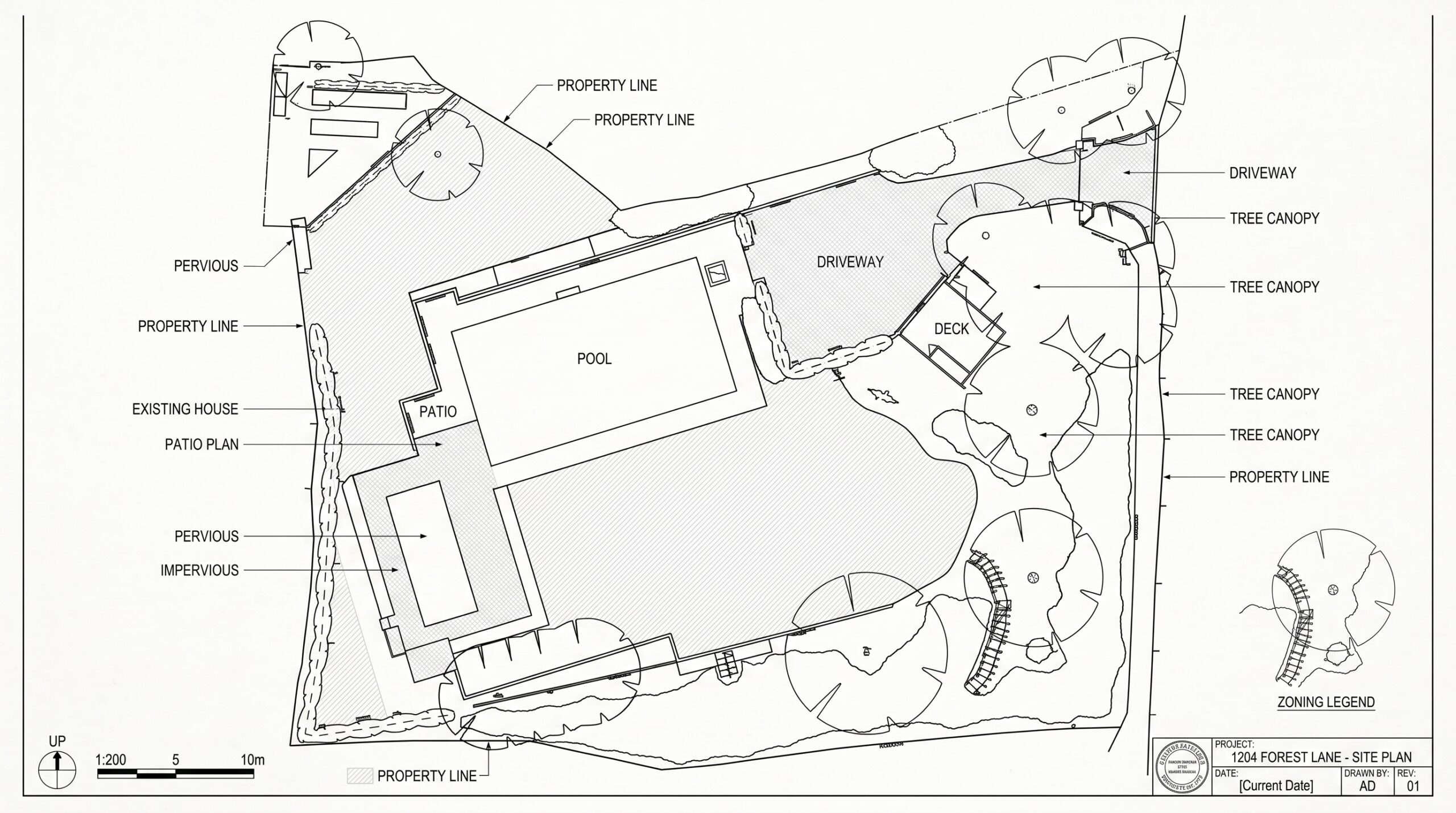 Topographical survey drawing in DWG format
